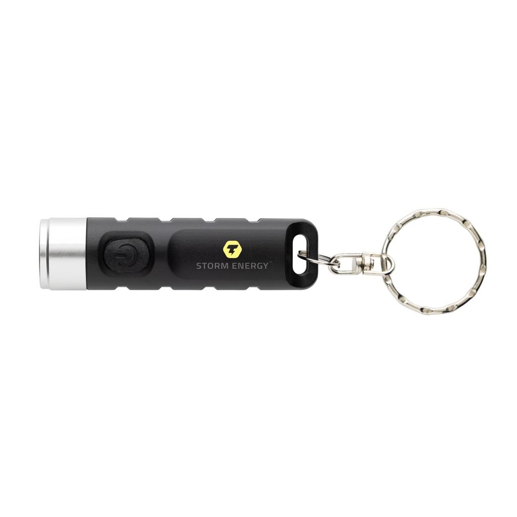 Globix RCS recycled plastic USB re-chargeable keychain torch black