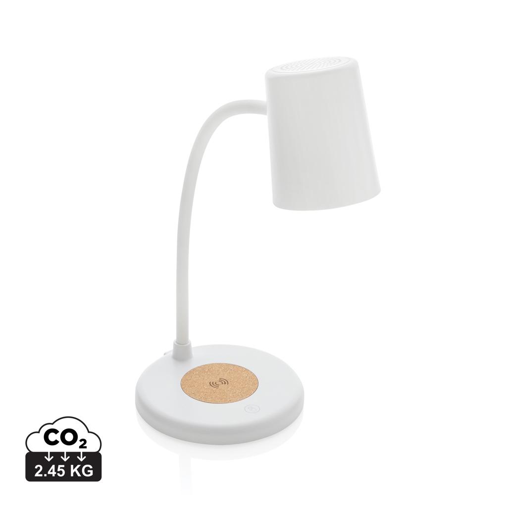 Zenara RCS recycled plastic and cork 15W wireless desk lamp transparent
