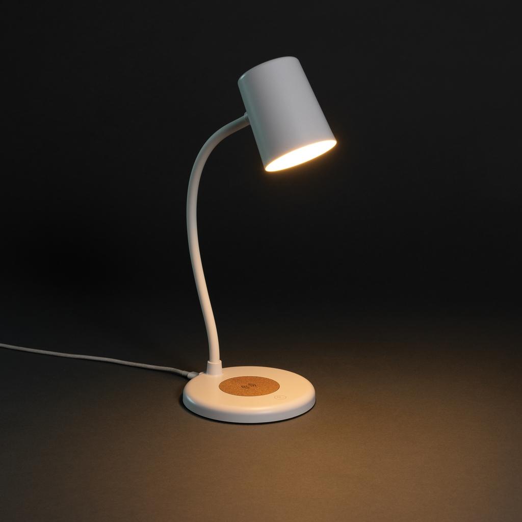 Zenara RCS recycled plastic and cork 15W wireless desk lamp transparent