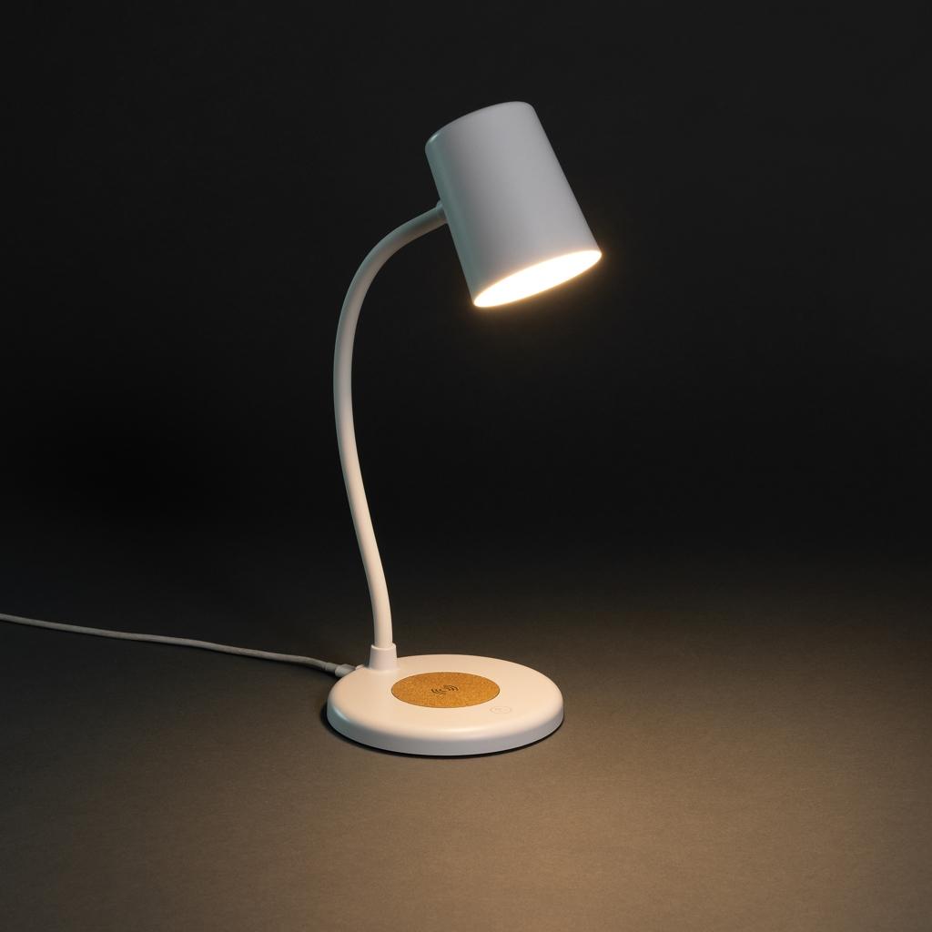 Zenara RCS recycled plastic and cork 15W wireless desk lamp transparent