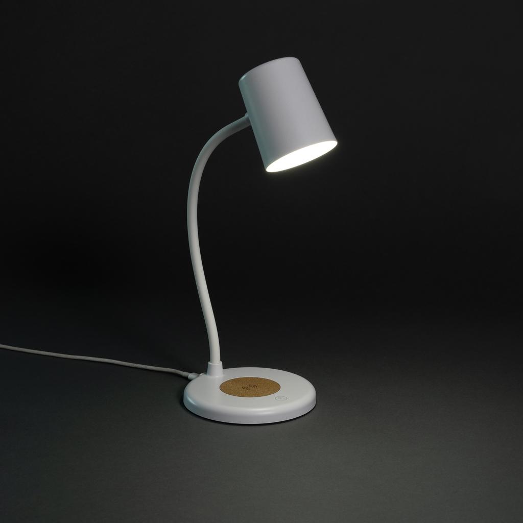 Zenara RCS recycled plastic and cork 15W wireless desk lamp transparent