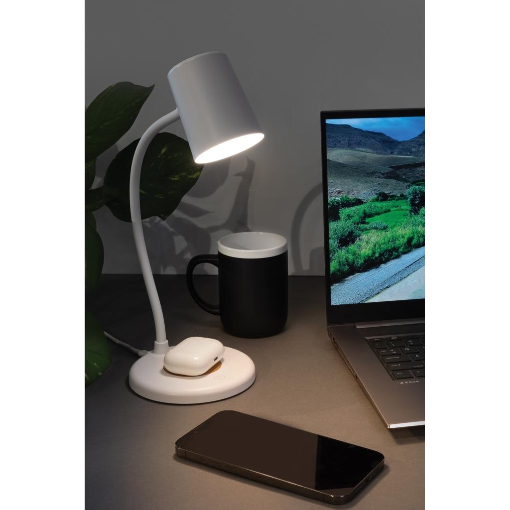 Zenara RCS recycled plastic and cork 15W wireless desk lamp transparent