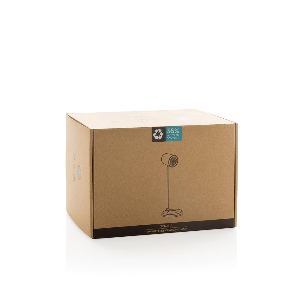 Zenara RCS recycled plastic and cork 15W wireless desk lamp transparent