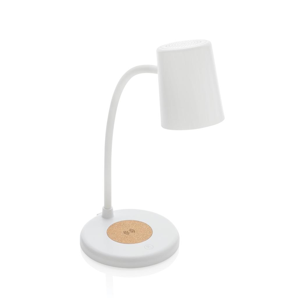 Zenara RCS recycled plastic and cork 15W wireless desk lamp transparent