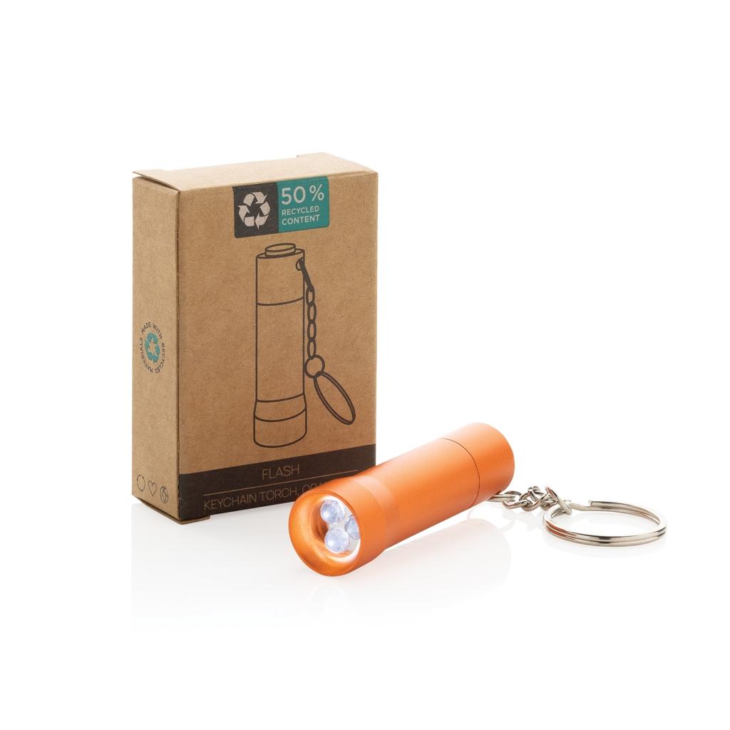 Flash RCS recycled aluminium keychain torch orange