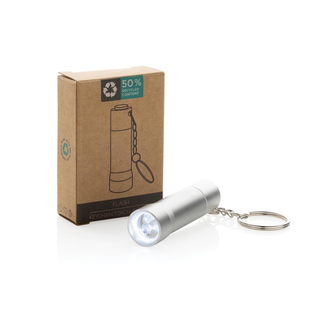 Flash RCS recycled aluminium keychain torch silver grey
