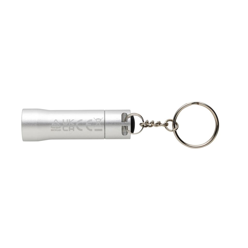 Flash RCS recycled aluminium keychain torch silver grey