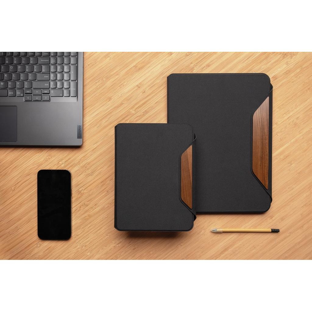 Teri AWARE™ RPET and walnut A5 portfolio black