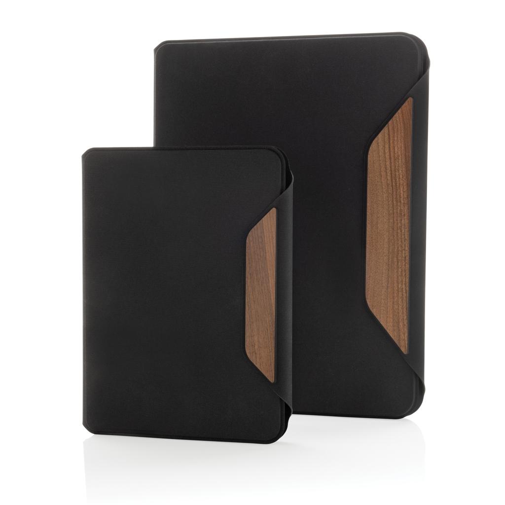Teri AWARE™ RPET and walnut A5 portfolio black