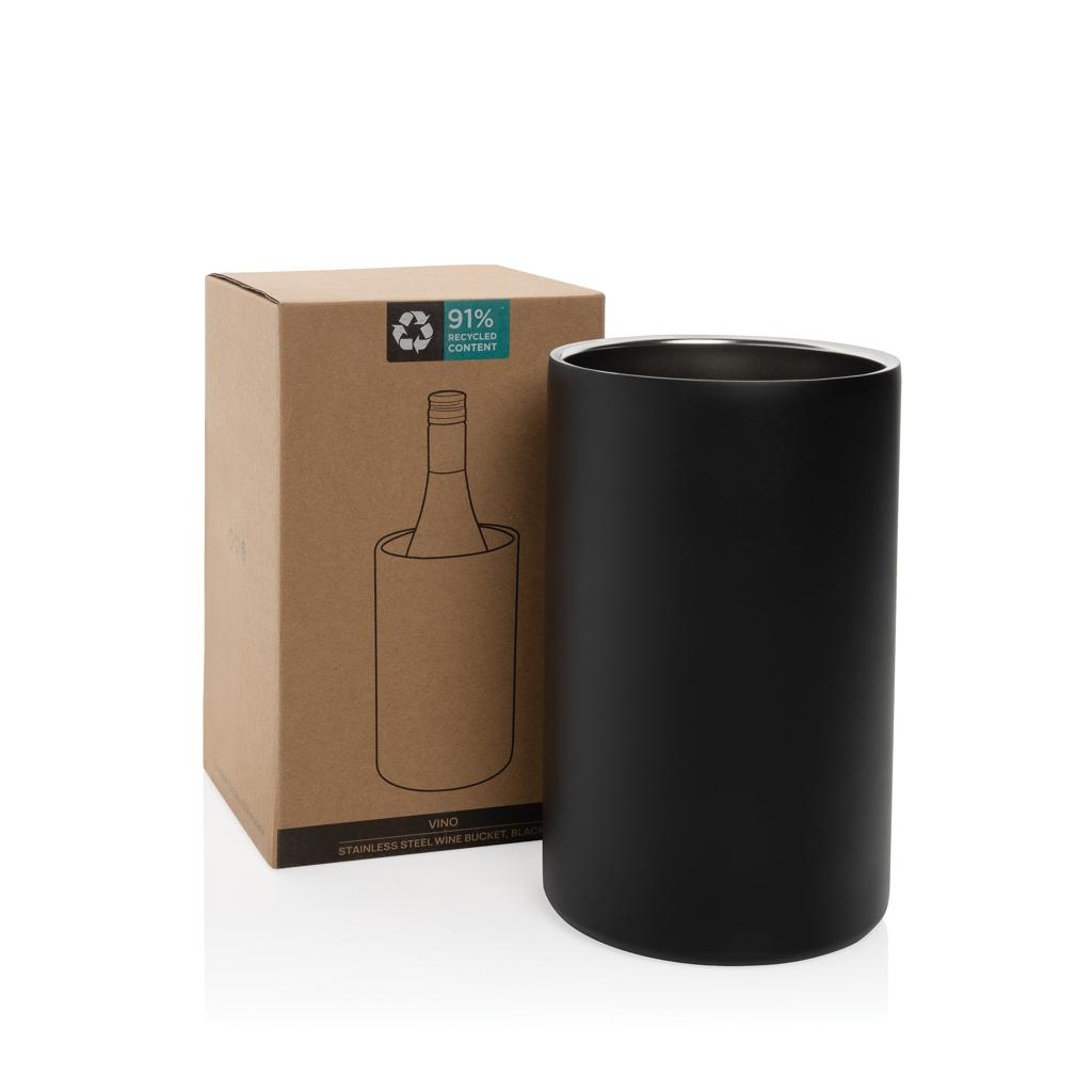 Vino RCS certified recycled stainless steel wine bucket black