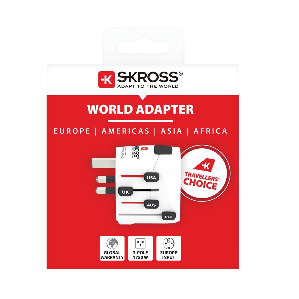 SKROSS Pro 3-Pole World Travel Adapter transparent