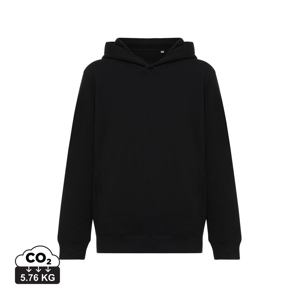 Iqoniq Yengo kids recycled cotton hoodie with sidepockets black