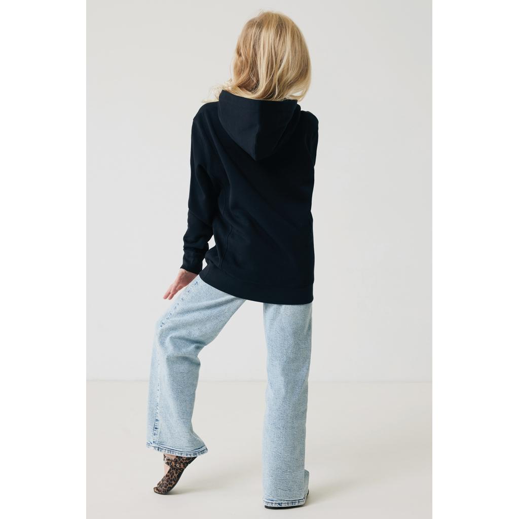 Iqoniq Yengo kids recycled cotton hoodie with sidepockets black 11 - 12 ani