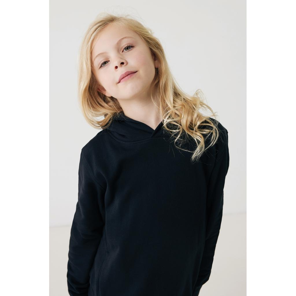 Iqoniq Yengo kids recycled cotton hoodie with sidepockets black 11 - 12 ani