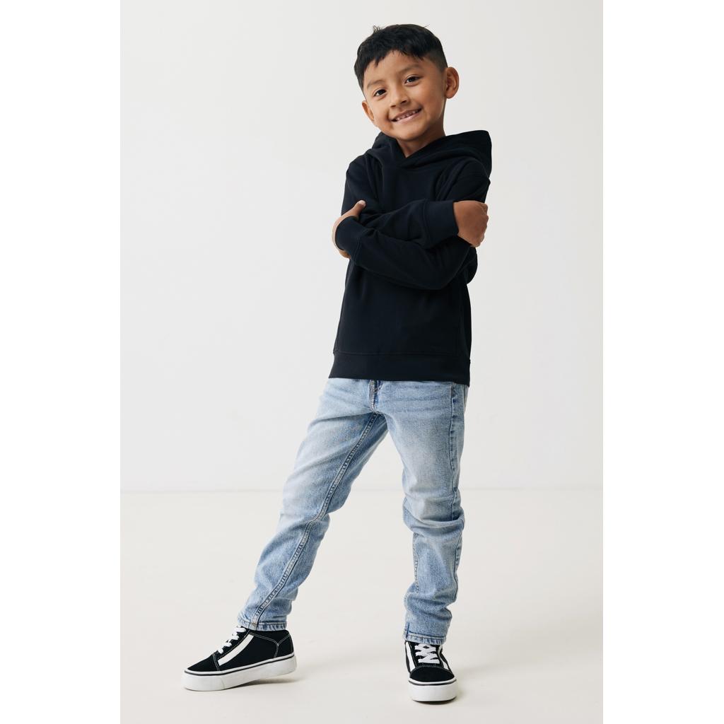 Iqoniq Yengo kids recycled cotton hoodie with sidepockets black 11 - 12 ani