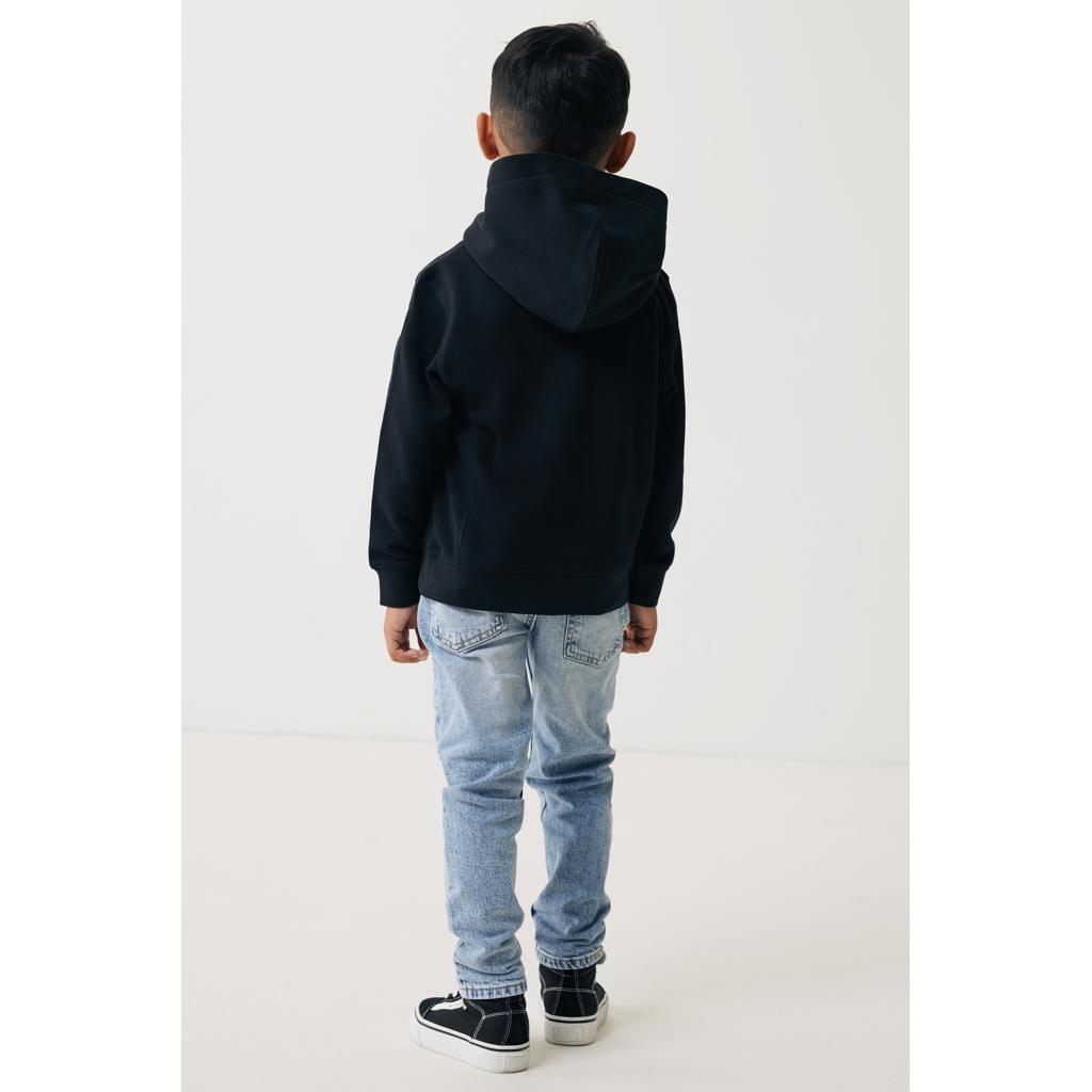 Iqoniq Yengo kids recycled cotton hoodie with sidepockets black 11 - 12 ani