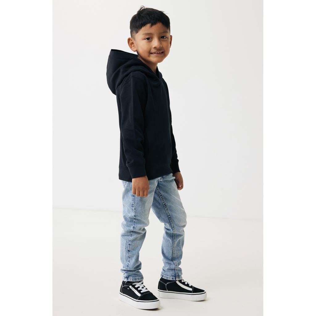 Iqoniq Yengo kids recycled cotton hoodie with sidepockets black 11 - 12 ani