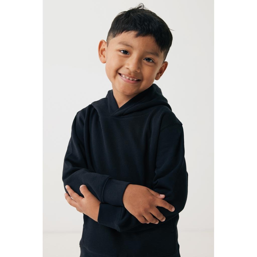 Iqoniq Yengo kids recycled cotton hoodie with sidepockets black 11 - 12 ani