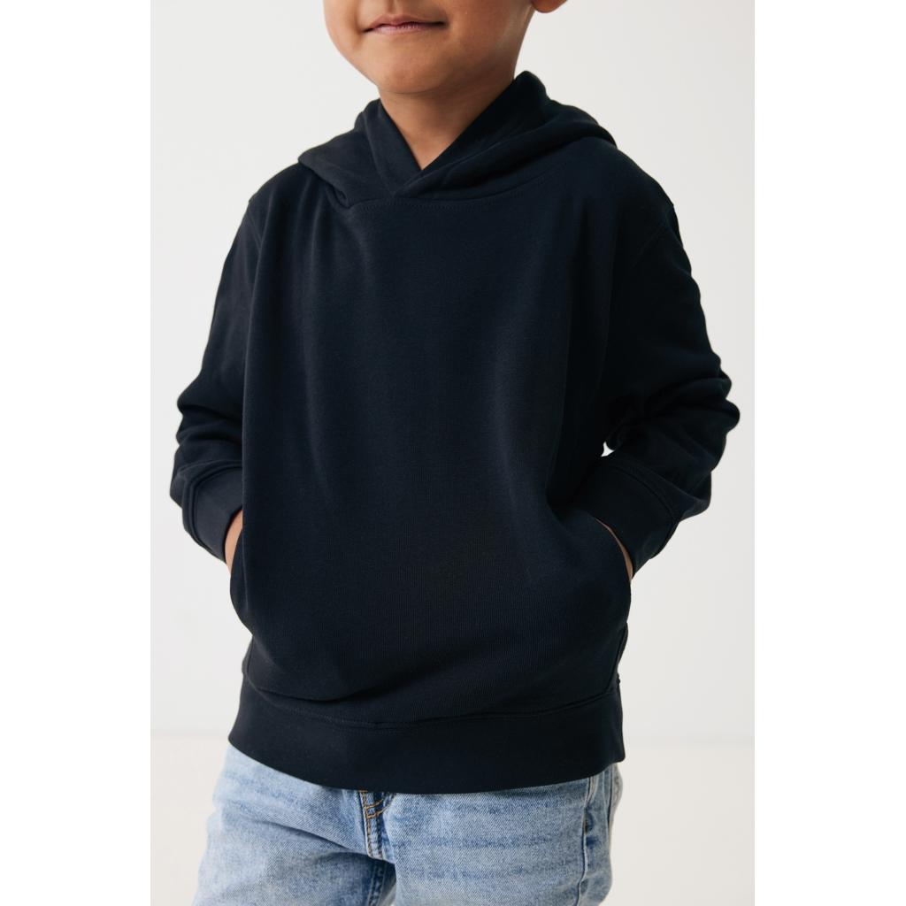 Iqoniq Yengo kids recycled cotton hoodie with sidepockets black 11 - 12 ani