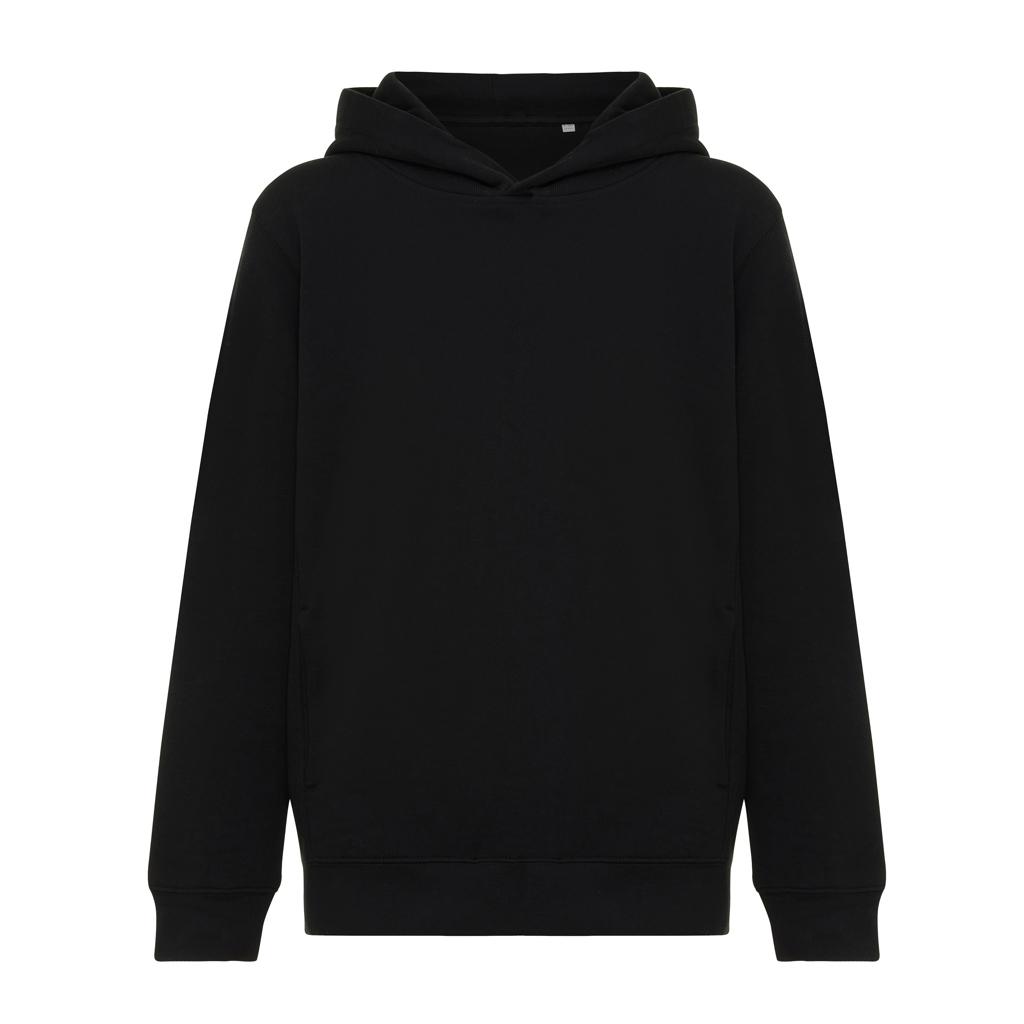 Iqoniq Yengo kids recycled cotton hoodie with sidepockets black 11 - 12 ani