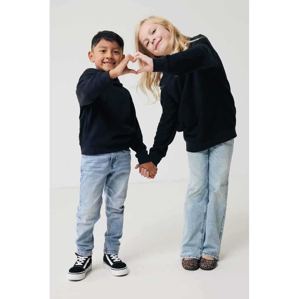 Iqoniq Yengo kids recycled cotton hoodie with sidepockets black 11 - 12 ani
