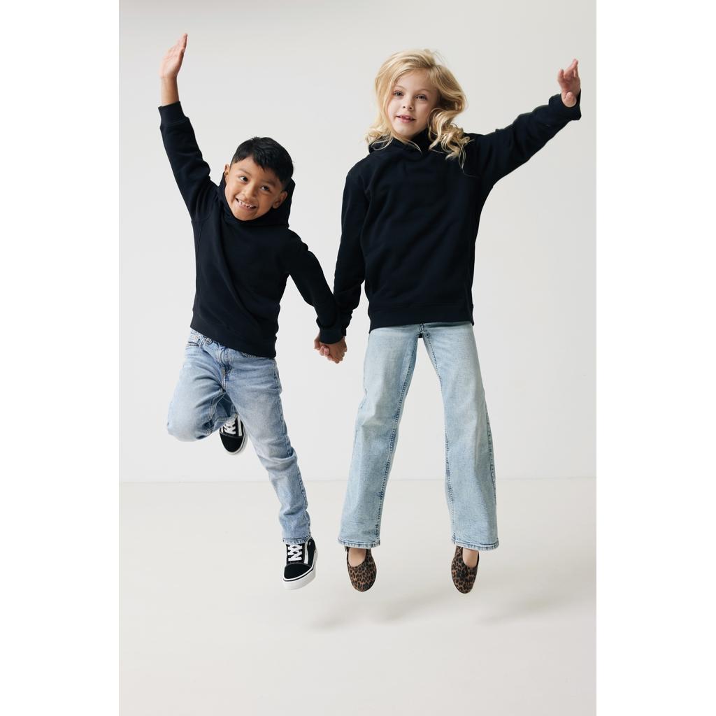 Iqoniq Yengo kids recycled cotton hoodie with sidepockets black 11 - 12 ani