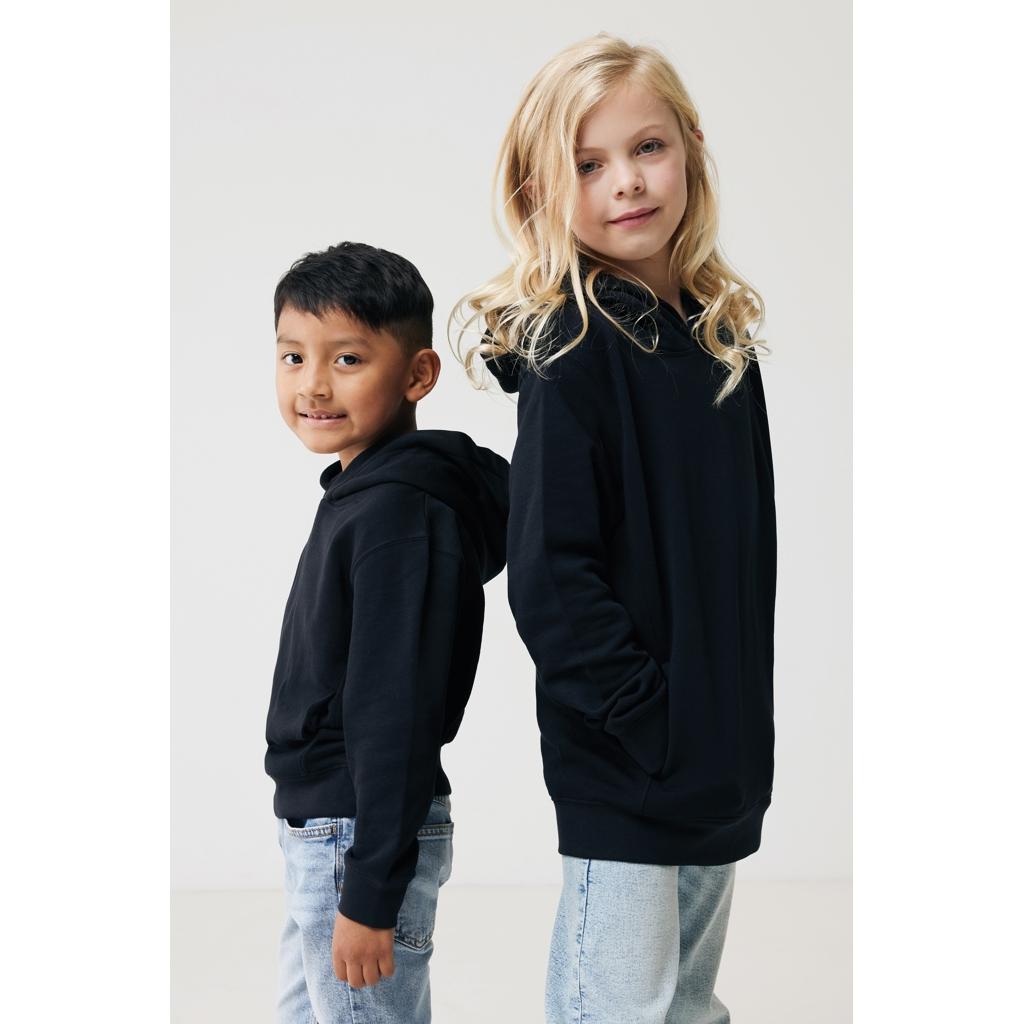 Iqoniq Yengo kids recycled cotton hoodie with sidepockets black 11 - 12 ani