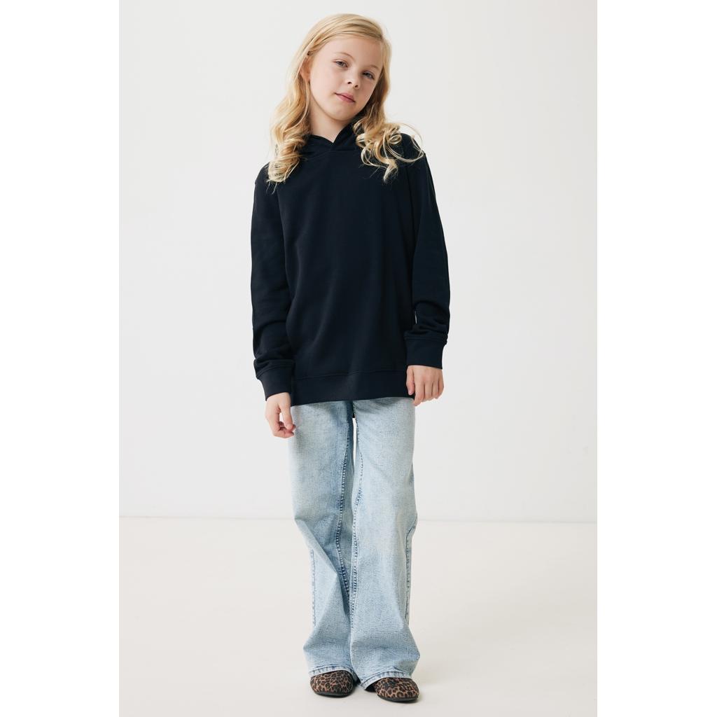 Iqoniq Yengo kids recycled cotton hoodie with sidepockets black 11 - 12 ani