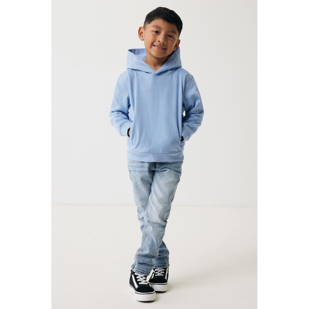 Iqoniq Yengo kids recycled cotton hoodie with sidepockets sky blue 3 - 4 ani