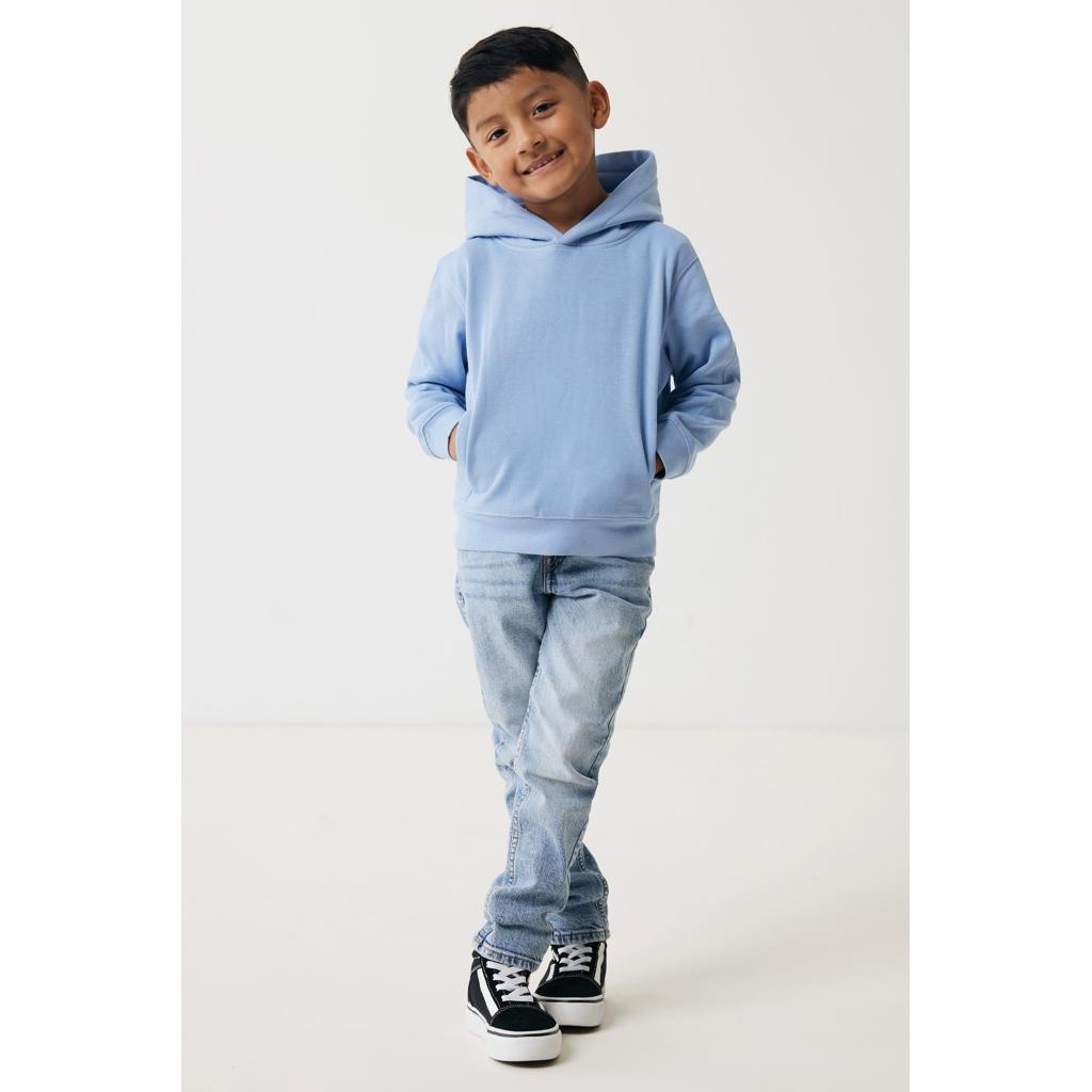 Iqoniq Yengo kids recycled cotton hoodie with sidepockets sky blue 3 - 4 ani