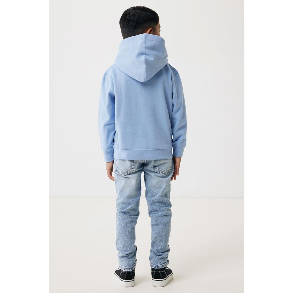 Iqoniq Yengo kids recycled cotton hoodie with sidepockets sky blue 3 - 4 ani