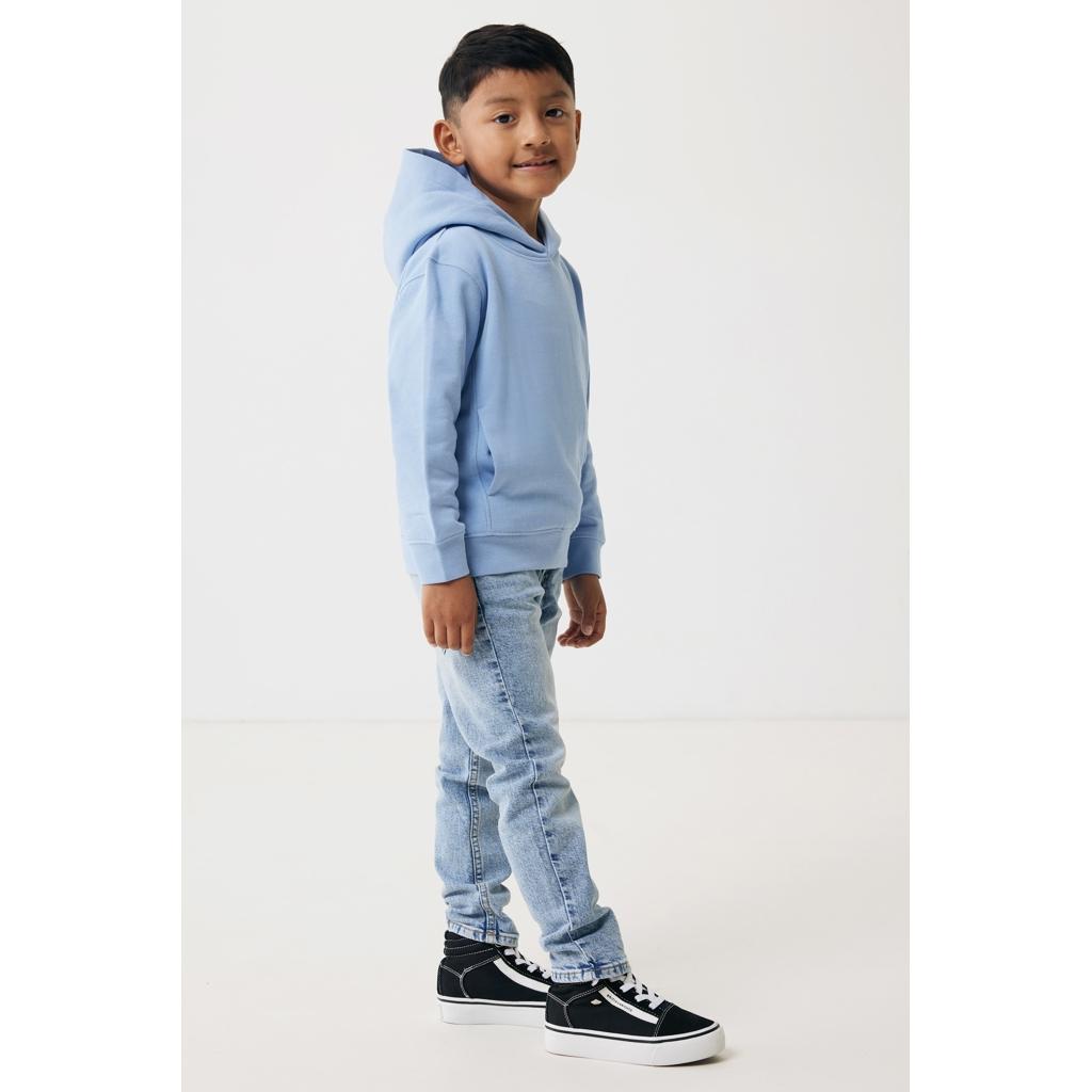 Iqoniq Yengo kids recycled cotton hoodie with sidepockets sky blue 3 - 4 ani