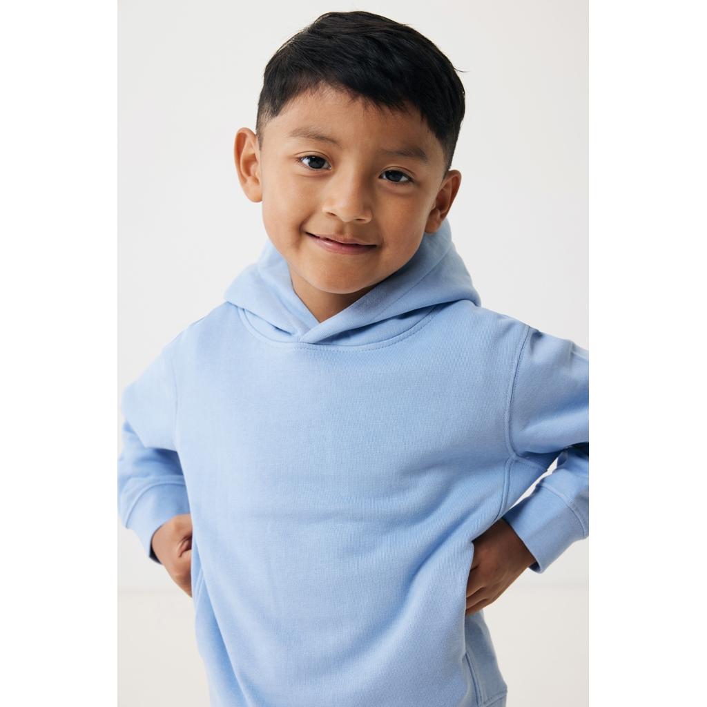 Iqoniq Yengo kids recycled cotton hoodie with sidepockets sky blue 3 - 4 ani