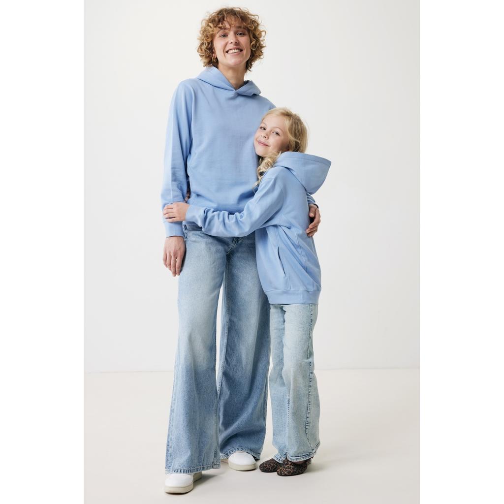 Iqoniq Yengo kids recycled cotton hoodie with sidepockets sky blue 3 - 4 ani