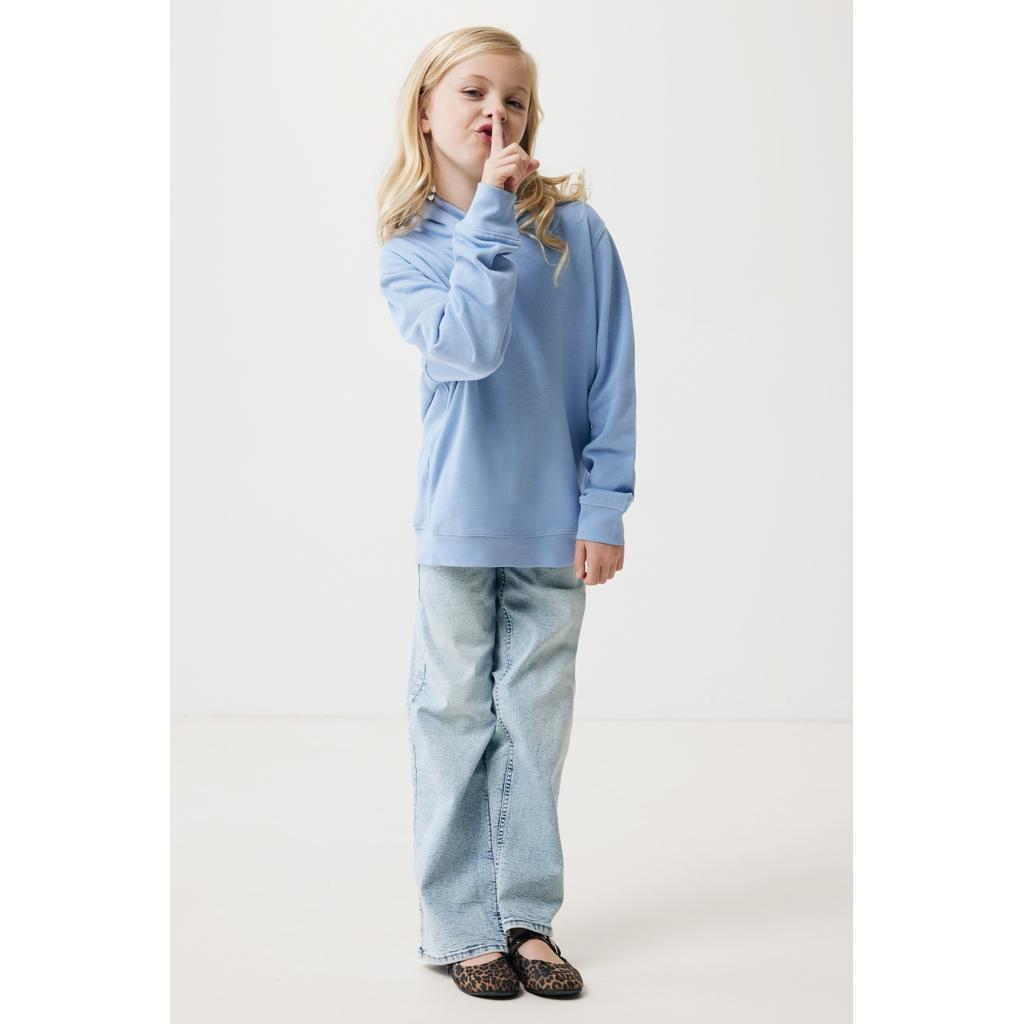 Iqoniq Yengo kids recycled cotton hoodie with sidepockets sky blue 3 - 4 ani