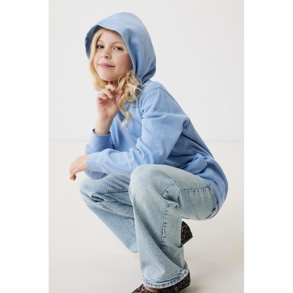 Iqoniq Yengo kids recycled cotton hoodie with sidepockets sky blue 3 - 4 ani