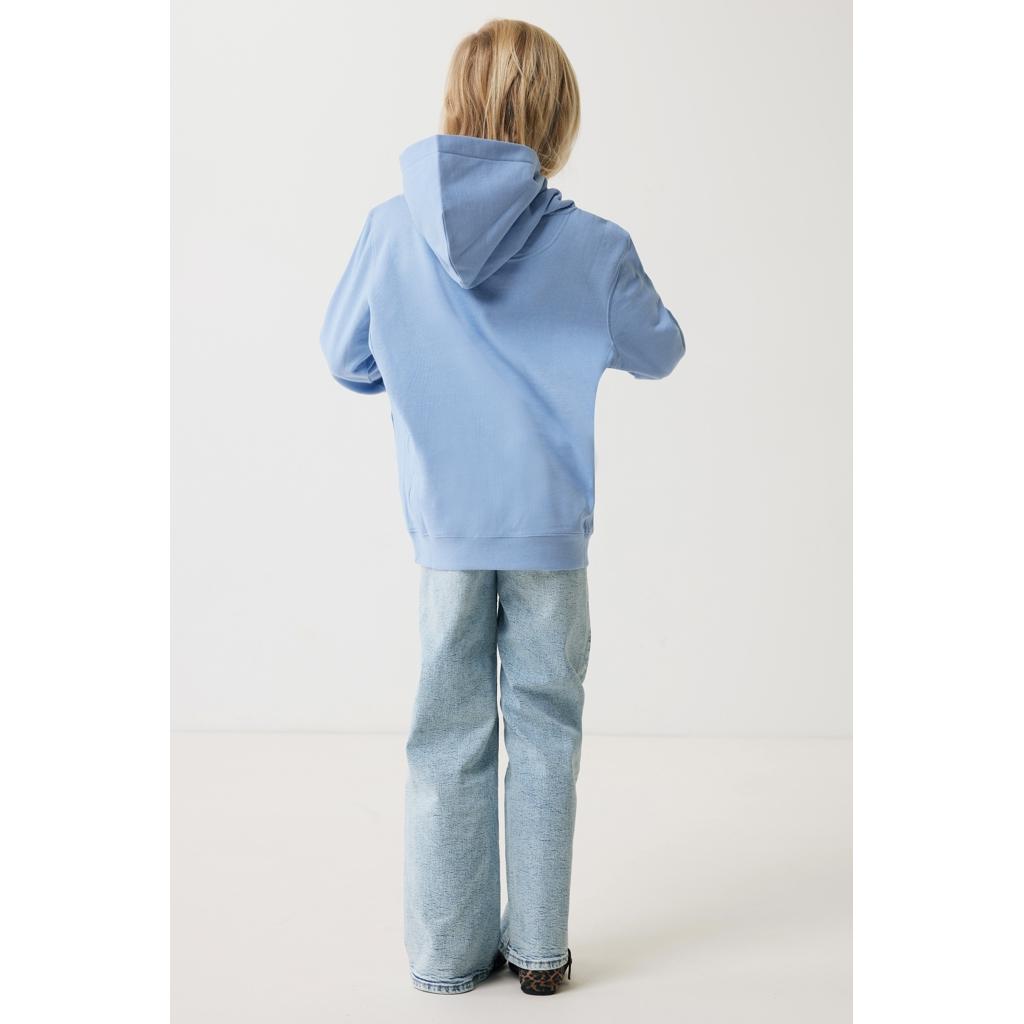 Iqoniq Yengo kids recycled cotton hoodie with sidepockets sky blue 3 - 4 ani