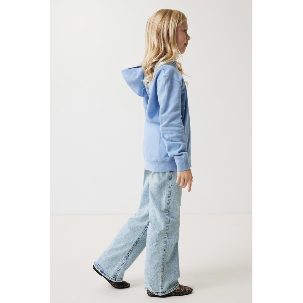 Iqoniq Yengo kids recycled cotton hoodie with sidepockets sky blue 3 - 4 ani