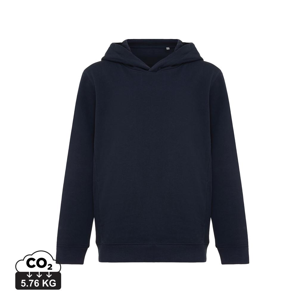 Iqoniq Yengo kids recycled cotton hoodie with sidepockets navy