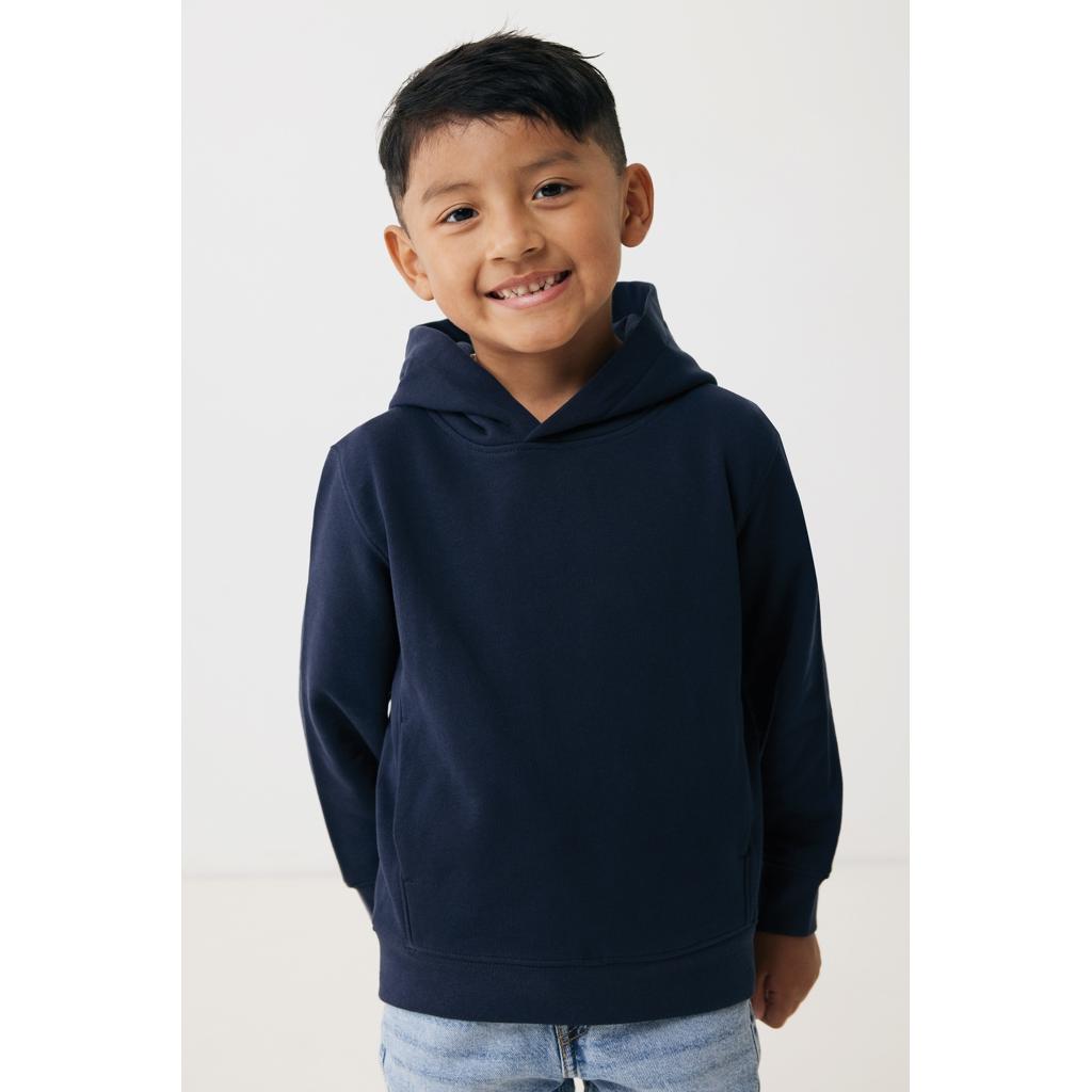 Iqoniq Yengo kids recycled cotton hoodie with sidepockets navy 9 - 10 ani