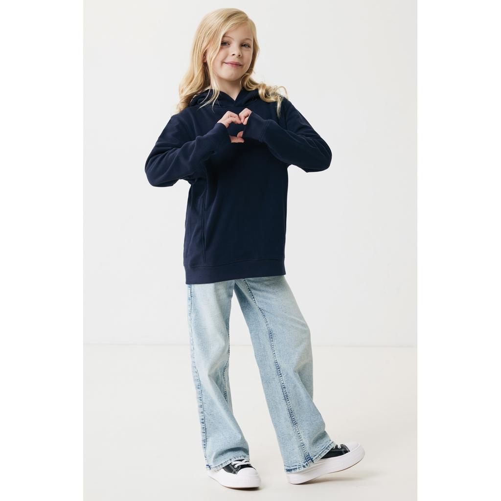 Iqoniq Yengo kids recycled cotton hoodie with sidepockets navy 9 - 10 ani
