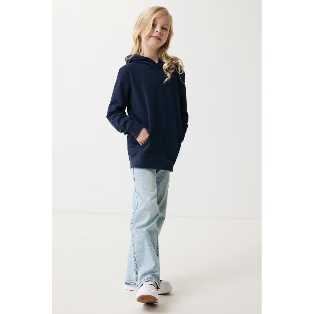 Iqoniq Yengo kids recycled cotton hoodie with sidepockets navy 9 - 10 ani