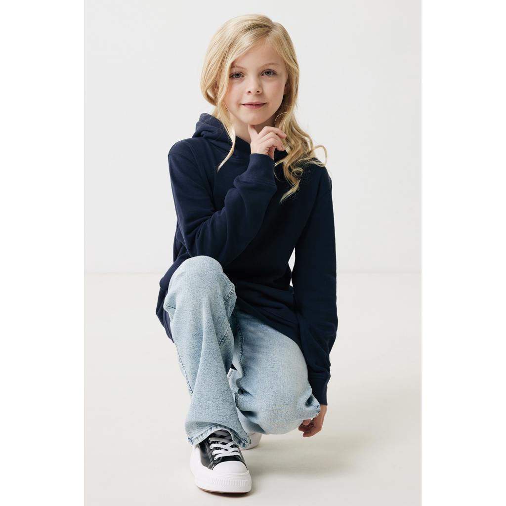 Iqoniq Yengo kids recycled cotton hoodie with sidepockets navy 9 - 10 ani