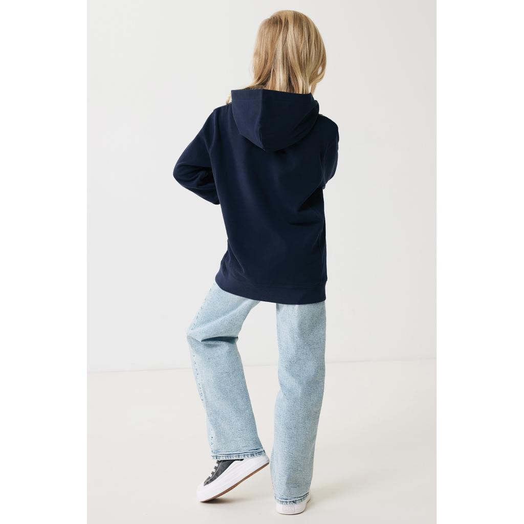 Iqoniq Yengo kids recycled cotton hoodie with sidepockets navy 9 - 10 ani