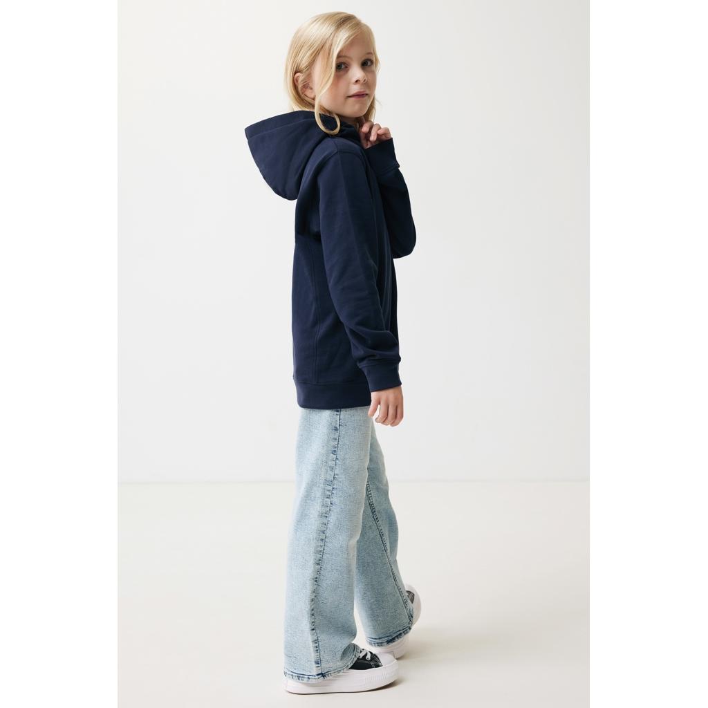 Iqoniq Yengo kids recycled cotton hoodie with sidepockets navy 9 - 10 ani