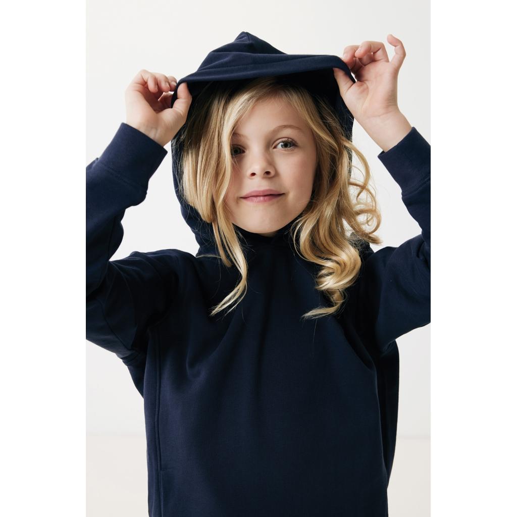Iqoniq Yengo kids recycled cotton hoodie with sidepockets navy 9 - 10 ani