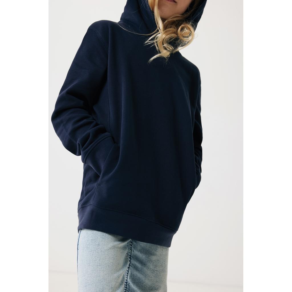 Iqoniq Yengo kids recycled cotton hoodie with sidepockets navy 9 - 10 ani