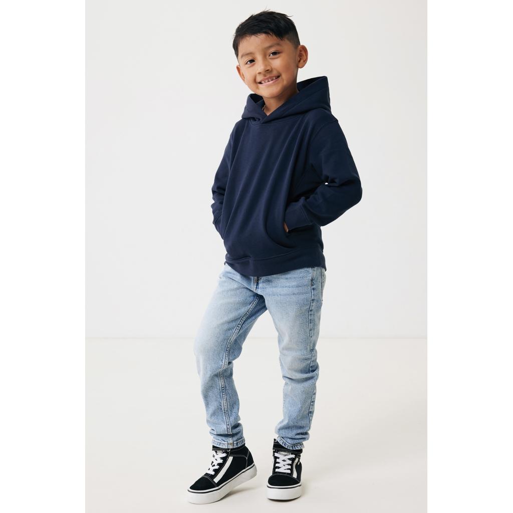 Iqoniq Yengo kids recycled cotton hoodie with sidepockets navy 9 - 10 ani