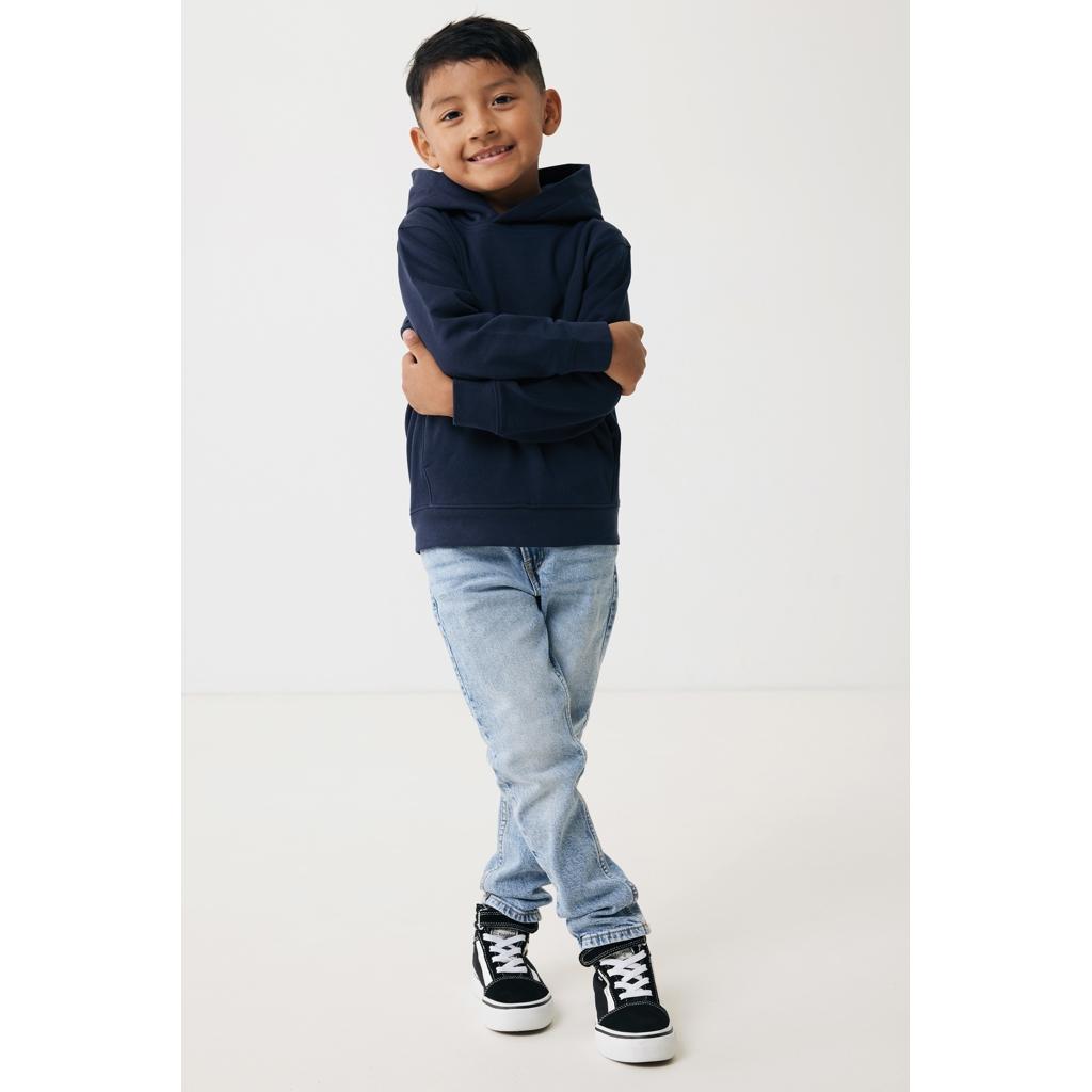 Iqoniq Yengo kids recycled cotton hoodie with sidepockets navy 9 - 10 ani