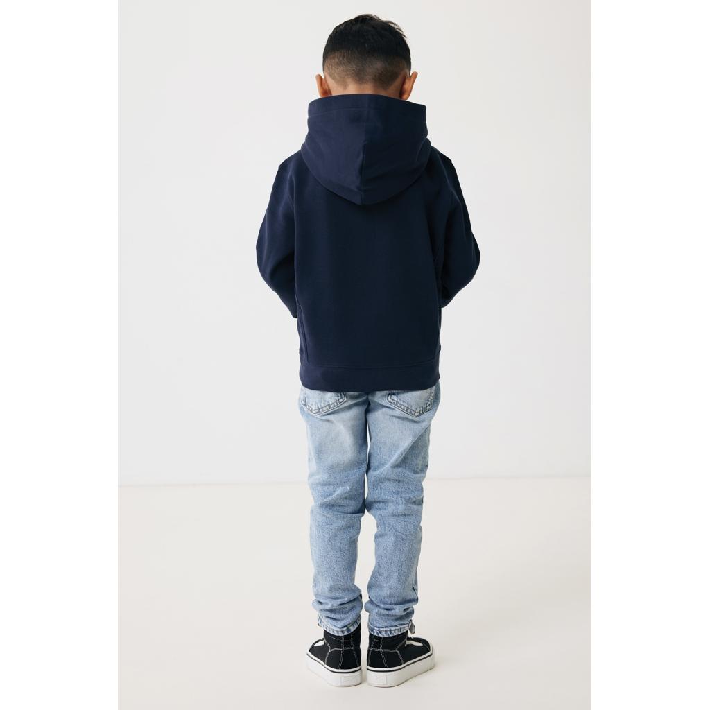 Iqoniq Yengo kids recycled cotton hoodie with sidepockets navy 9 - 10 ani